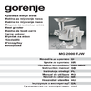 Gorenje MG 2000 TJW